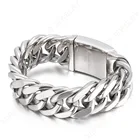Silver Bracelet Amazon Hot Selling Hip Hop Stainless Steel Men Silver Cuban Chain Bracelet