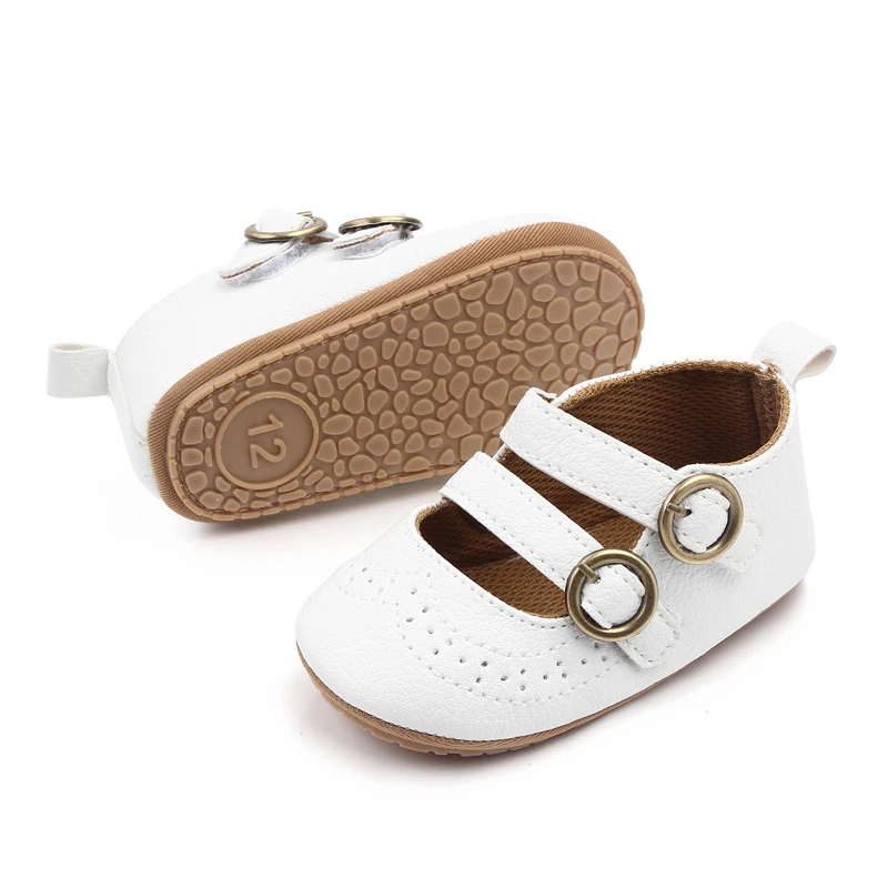 Leather Mesh Hollowed Out Double Line with Baby Girls Solid Color Soft Soled Small Leather Shoes manufacture