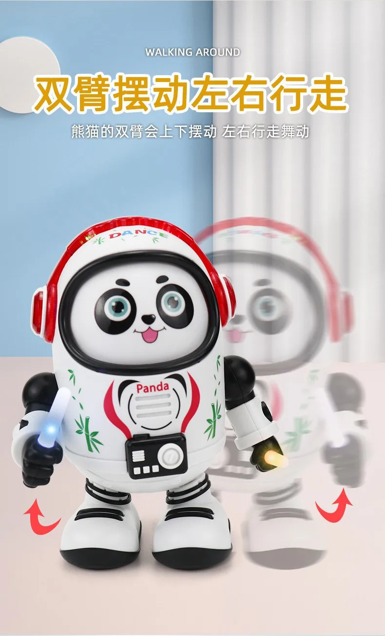 Dancing Robot Singing and Dancing 360 Electric Outer Space Astronauts Panda with Rotating Light