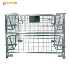 Warehouse Galvanized Storage Steel Stackable Welded Wooden Pallet Folding Portable Pallet Cage
