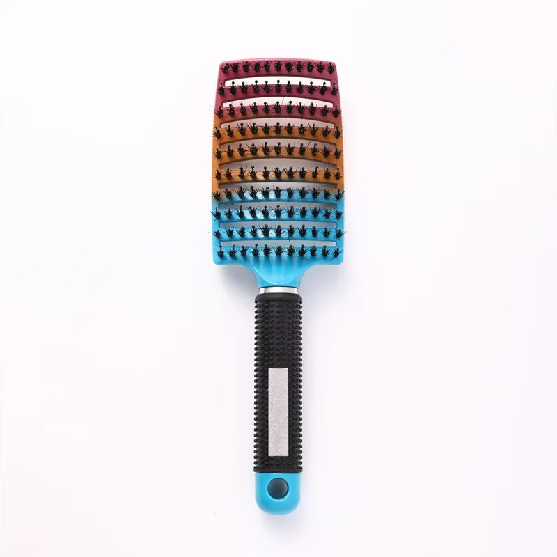 Customized Large Curved Hairbrush with High Skull Bristles Top Straightening and Massaging Wig Ribbed LOGO Included manufacture