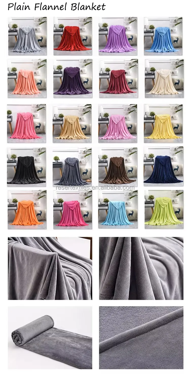 Ultra Soft Knitted Flannel Fleece Plush Throw Blanket for Home Bed Sofa Couch Movie Night Camping Travel Plain Style