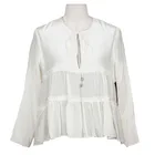 Top Blouse Solid Color Satin Ruffle Long Sleeve Top Office Ladies Top