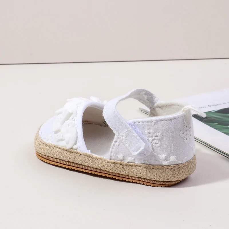 Newly Arrived Baby Girl Toddler Shoes with Non-Slip Soft Rubber Sole Lace Decoration Flat Breathable Solid Pattern Summer Spring factory