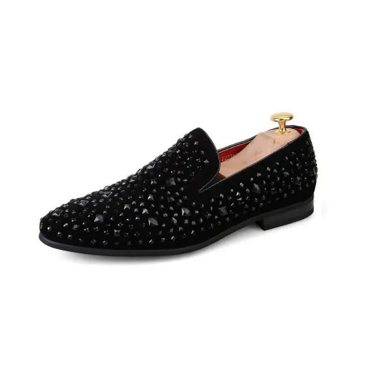 mens black sequin loafers