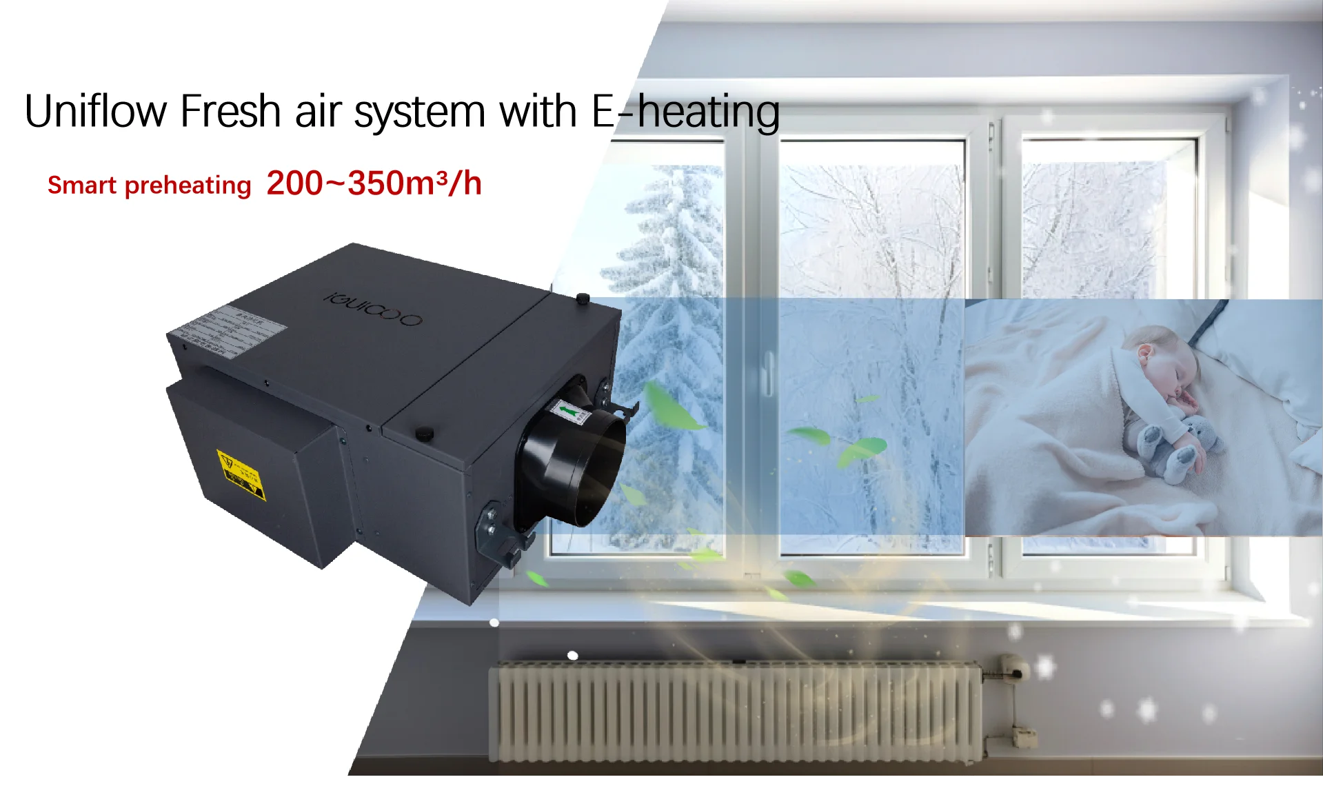Fresh Air Ventilation Unit, 210-240V, 200m3 - detail 2