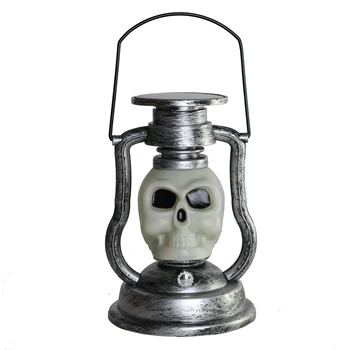 SPL50B50 Vintage Solar Silver Color Changing Bone Oil Lamp For Party Decor, Halloween Decoration Solar Lantern