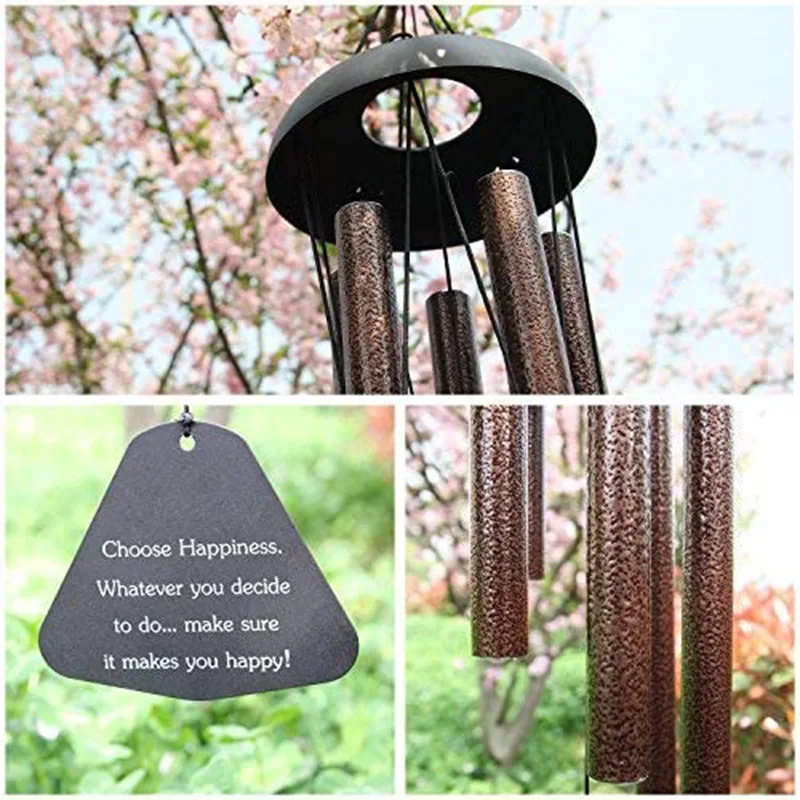 E146 Home Decoration 36 Inch Aluminum Tubes Butterfly Custom Words Pendent Windchimes Outdoor Hanging Decor Memorial Wind Chimes