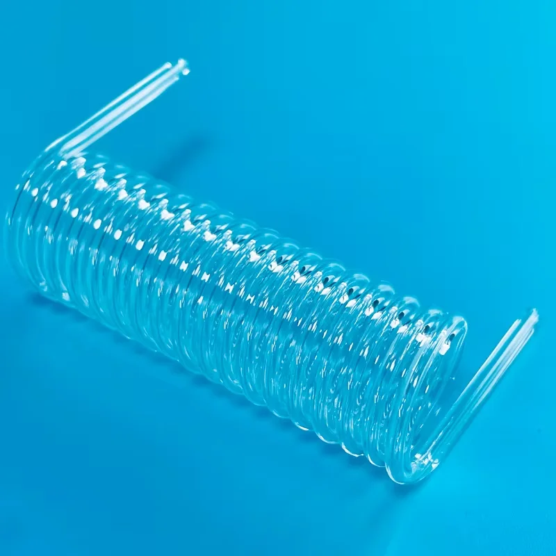 Clear High Pressure Resistance Large Diameter Spiral Quartz Glass Tubes High Temperature Resistance Quartz Coil Tube 0