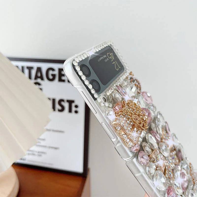 Luxury Bling Glitter Diamond Crystal Phone Case For Samsung Galaxy Z Flip 5 4 3 Rhinestone Covers For Samsung Galaxy Z Fold 4 3