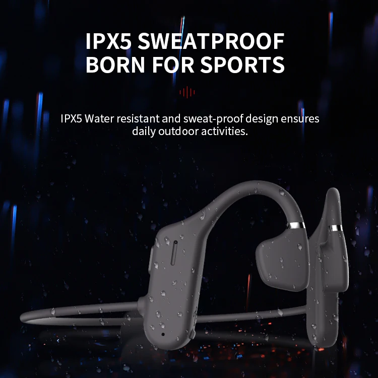 Bone Conduction Neckband Headphones Blue Tooth 5.0 Wireless Headset Sweatproof Waterproof Sport Earphones Earbuds