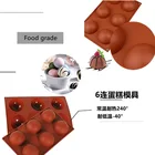 3D Chocolate Mold 6 Cavity Mousse Candy Pudding Chocolate Semi Sphere Molds Silicone Half Ball Round Baking Molds