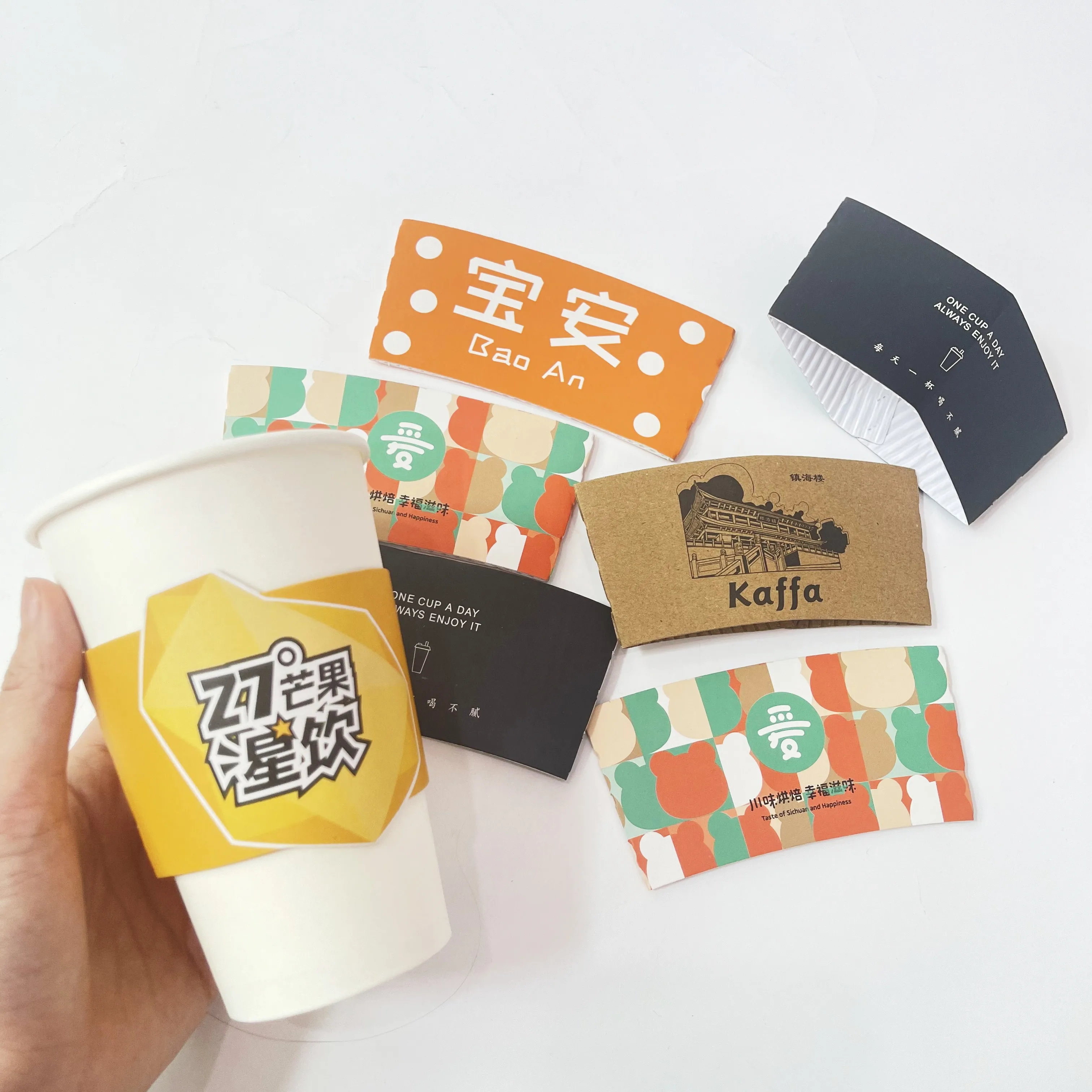 Hot Paper Cup Sleeve Custom Paper Coffee Cup Sleeve With Logo Coffee