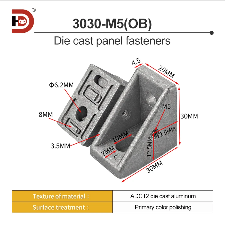 2020/030/4040 Die Cast Aluminum Corner Code Acrylic Board Fastening Connector Panel Installation Bracket Accessories details