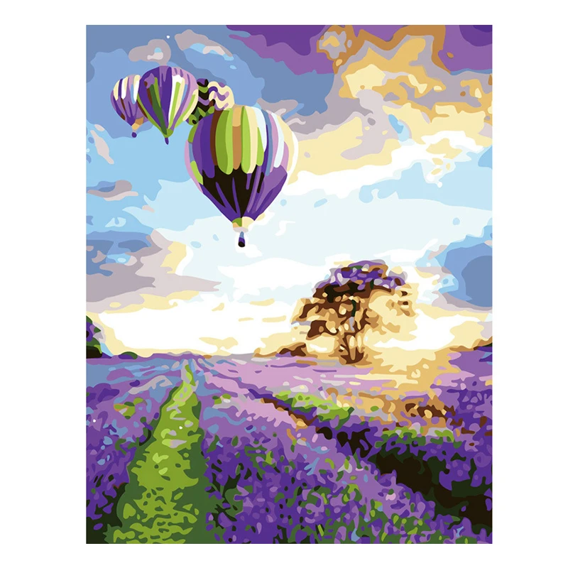 40x50CM wholesale wall pictures living room home decor hot air balloon design oil painting with picture frame