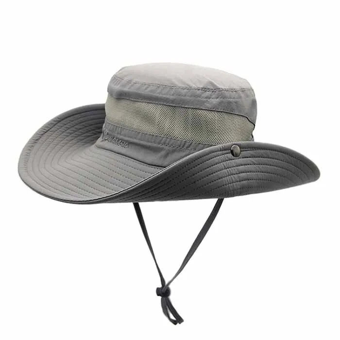 grey bucket hat with string