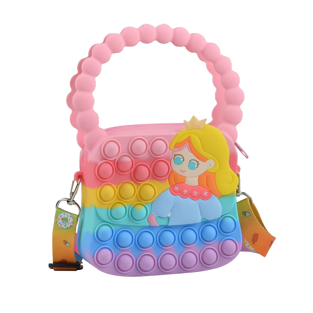 Lovely ladies bag fidget toys handbags silicone shoulder crossbody fidget it push bubble pop itting bags for girls
