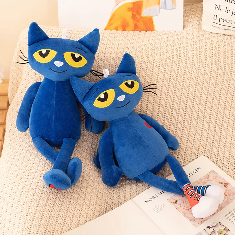 Big Eyed Blue Cat Peluches With Canvas Shoes Embroidery Figure Stuffed Animal Toys Pete-The Cat Plush Toy Kids