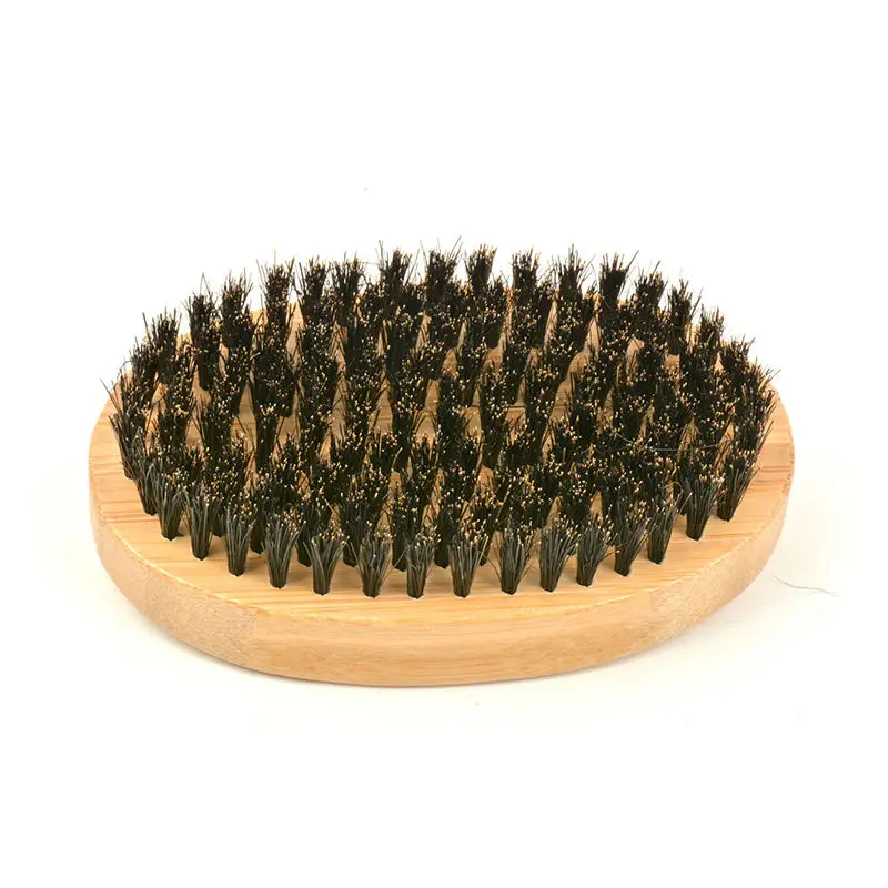 In stock natural wood 100% boars bristles black men wooden beard brush for travel