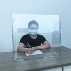 Desk Shield Plastic Portable Freestanding Protective Desk Shield Clear Plastic Desk Shield