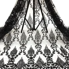 Black Sequined Black Waves Beading Crystal Bead Tube Sequined Mesh Embroidered Lace Fabric