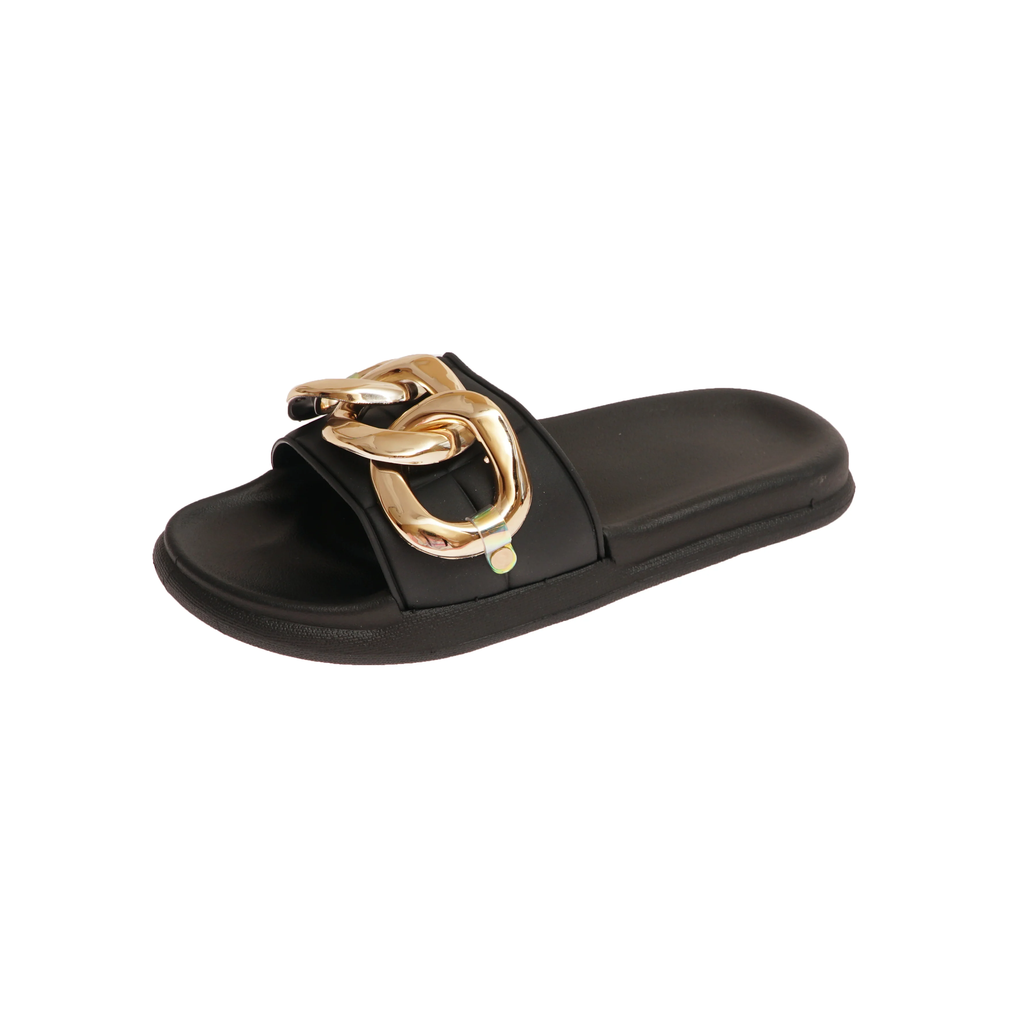 Z New Fashion Women Slippers With Big Three Rings Golden Chain Sandals  Outdoor Beach Slipper Sandals For Women And - Buy Women Slippers Fashion Gold  Chain Sandals,Women's Slippers 2021 Summer New Fashion,Chain