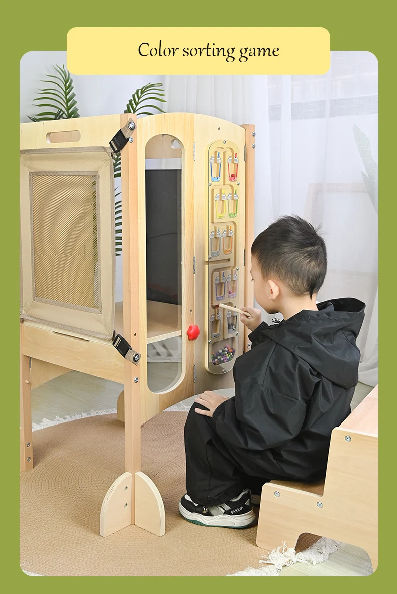 Aide de cuisine pour tout-petits escabeau tour d'apprentissage en bois Montessori tabouret à hauteur réglable enfants tour d'apprentissage multifonction fournisseur