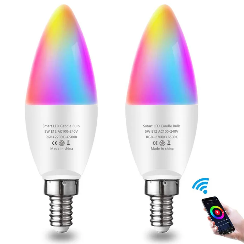 E14 Smart Light Bulb Candle Lamp 5W WiFi Bulb Support For Alexa And Google Home
