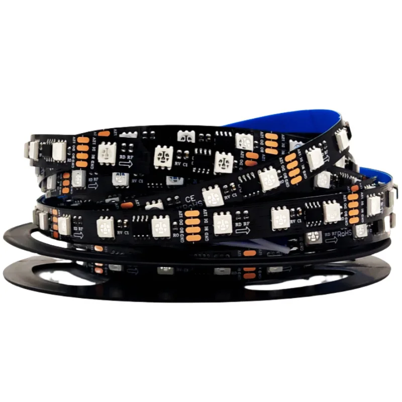 Ip20 Indoor 5M Black Pcb Digital Pixel Dream Color Ic Addressable Smd 5050 60Leds Ws2811 Dc12V Rgb Flexible Led Strip Light