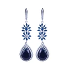 Sapphire Sterling Silver Earrings Earringssilver Fashion Sapphire White Gold Plated 925 Sterling Silver Earrings