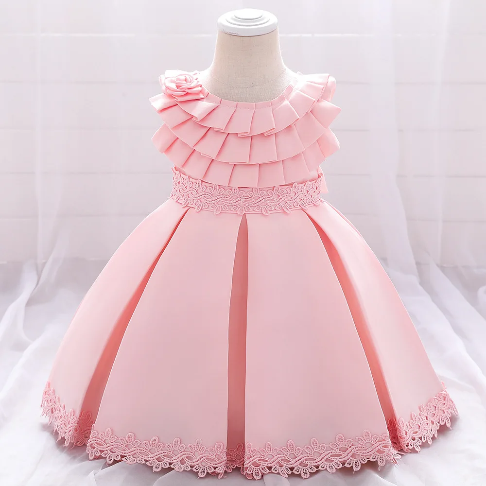 Wholesale Girls Dresses Little Baby Birthday Girl Party Dresses Flower Costume Sleeveless Holiday Wedding Applique Skirt