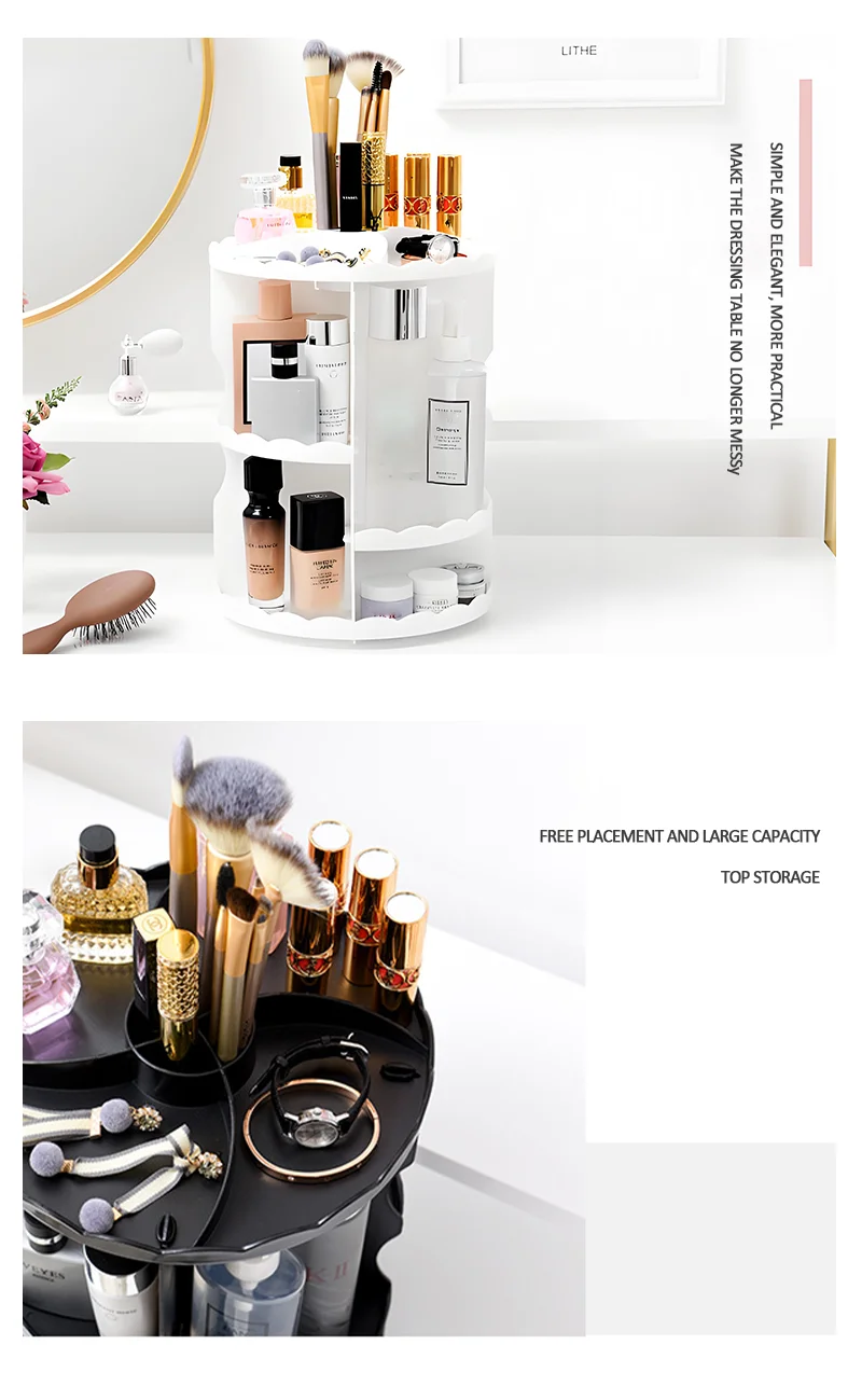 product hot products 306 degree rotatable adjustable plastic cosmetic storage organiser makeup storage-8