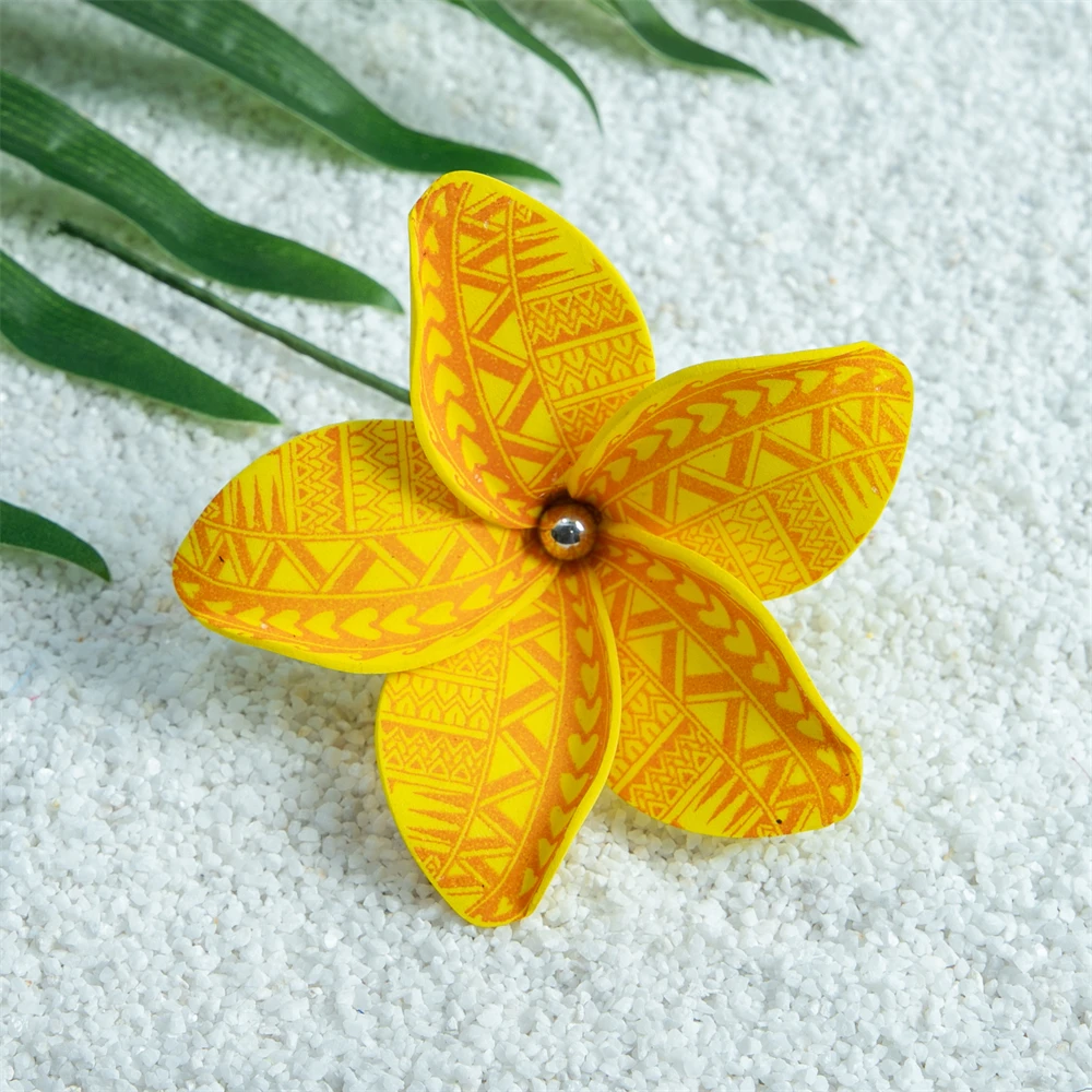 Printed EVA Foam Artificial Plumeria Hair Pick Island Hawaii Frangipani Ear Pick Flower