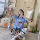 Printed Sleepwear Short Sleeve Printed Patterned Cartoon Sleepwear Pajama Set