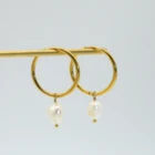 Gold Pearl Earring Earrings Minimalism Gold Plated Fresh Water Pearl Hoop Earring Wholesale Copper Pearl Earrings Jewelry