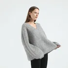 Pattern Sweater 2020 Winter Popular Ladies Long Sleeve V Neck Mohair Yarn Knitted Solid Pullover Sweater