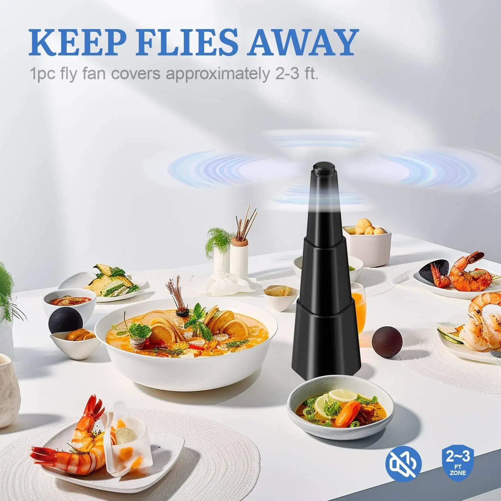 USB Powered Electronic Fly Spinner Table with Holographic Blades Indoor Fly Traps that Keep Flies Away Food Clean for Picnics
