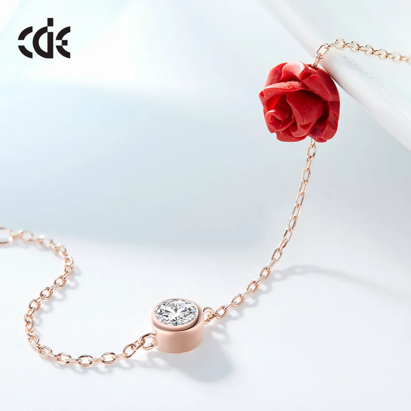 Custom Designs Elegant Rose Gold Plated Flower Anklet 925 Sterling Silver For Girl