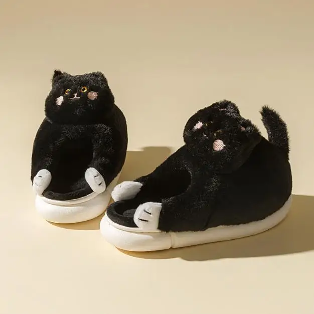 Cat Slippers Women Men Winter Home Slides Kawaii Floor Shoes Furry Slippers Girl Funny Cute Gift Slippers