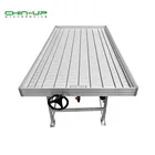 Trays With Table Hydroponic ABS Flood Trays Grey With Rolling Metal Table