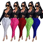 Cotton N2095 Money Printed Tight Mid Waist Women's Cotton Casual Pants