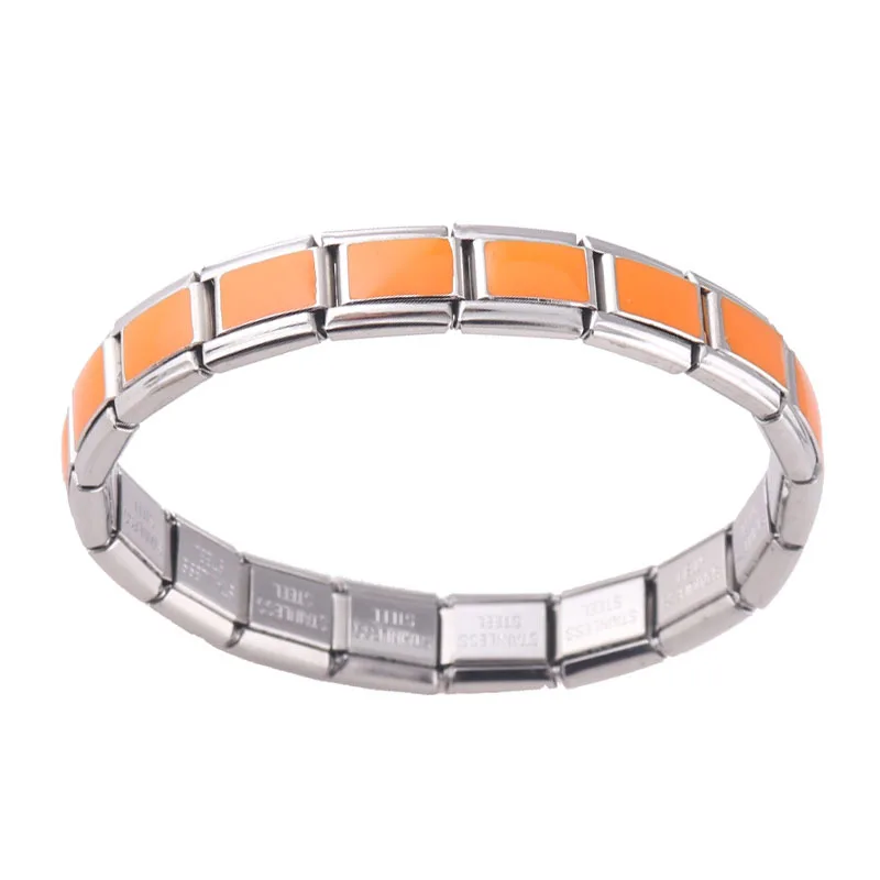 High quality orange stainless steel bracelets bracelets jewelry making elastic Italian charms link bracelet