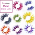 Eyelashes False Colored Rainbow Colorful Eyelashes 25mm Night Club And Parties False Lashes 3D Colored Eyelashes