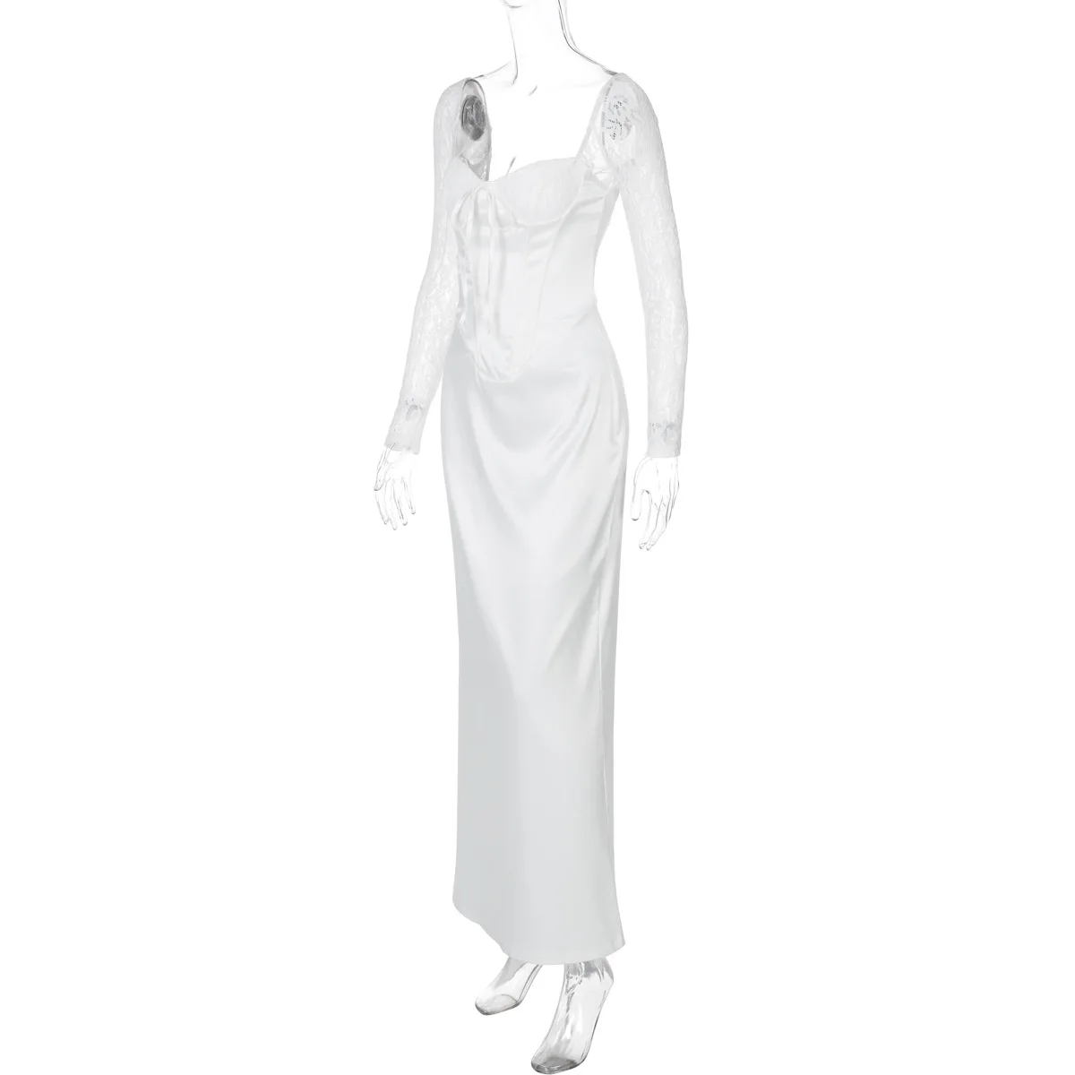 Lace Long Sleeve Backless Corset Maxi Dresses White Elegant Engagement Dress for Women Sexy Party Gowns 3423 H7ff7dc38f5d4460fb4e76e414113a405w
