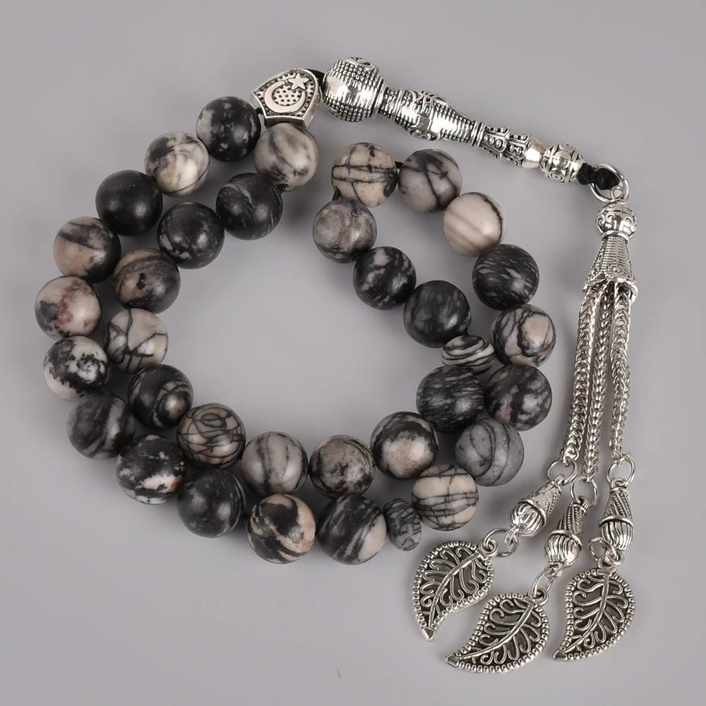 YS324 Wholesale high quality handmade Black Network Stone muslim rosary beads for muslim prayer 33 beads tasbih