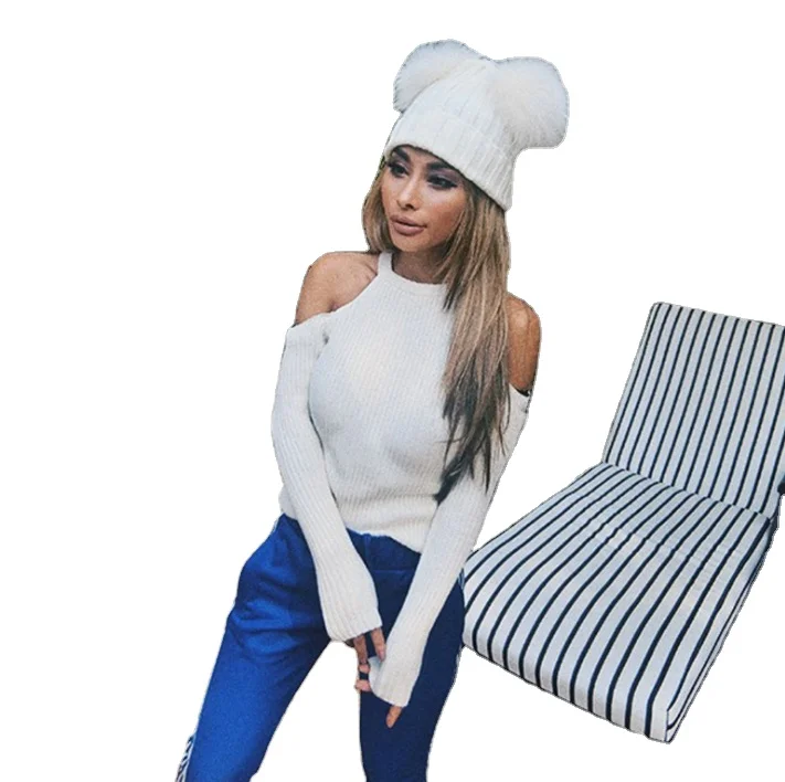 2022 Winter Fur Ball Beanie Hat Women 