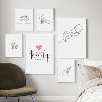 Line Word Family Poster and Prints Scrabble Home and Love HD Image Decor for Home Minimalist Style Canvas Painting