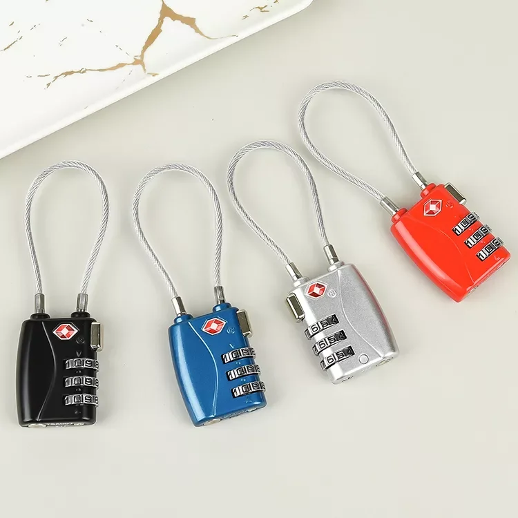 3 Digit Code TSA lock outdoor Luggage Backpack zipper  wire rope code password combination padlock