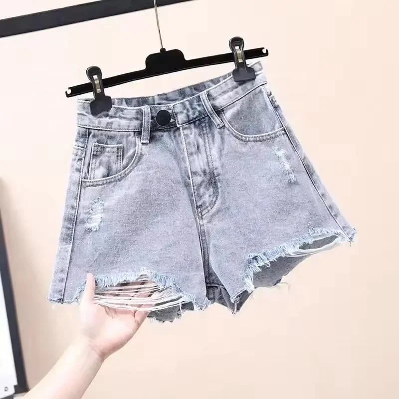 Stylish summer denim Solid Color Shorts for women Fringe casual denim shorts for women