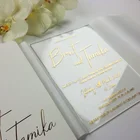 Card Card Luxury Wedding Invitation Card Clear Acrylic With Gold Color Foiling Printing